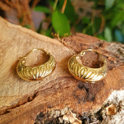 Tribal Chunky Brass Hoops; Ethnic Boho Chic Rustic Psy Gypsy Spiral Hippie Bohemian Festival style