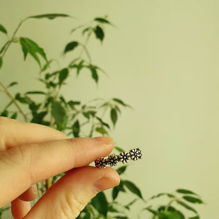 Daisy Chain Silver Ring / Flower Ring / Large Size / Boho / Ethnic / Rustic / Festival / Tribal / Hippie / Gypsy / Psy / Thumb / Psy