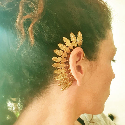 Ear Cuff Brass Feather design / Tribal / Boho / Costume / Fancy Dress / Cosplay / Festival Jewellery / Indian /