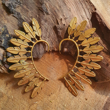 Ear Cuff Brass Feather design / Tribal / Boho / Costume / Fancy Dress / Cosplay / Festival Jewellery / Indian /