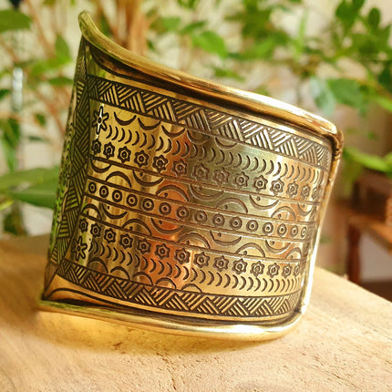 Aztec Brass Cuff Bracelet / Tribal / Inca / Mens / Unisex / Boho / Ethnic / Rustic / Bohemian / Hippie / Gypsy / Jewellery / Adjustable