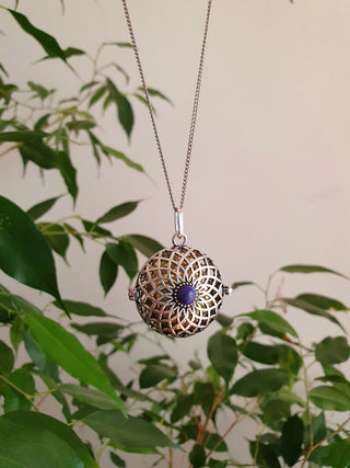 Silver Bola Necklace with Lapis Lazuli Stones, Gift for Pregnant Woman