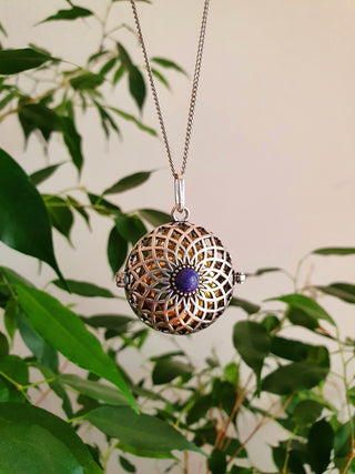 Silver Bola Necklace with Lapis Lazuli Stones, Gift for Pregnant Woman