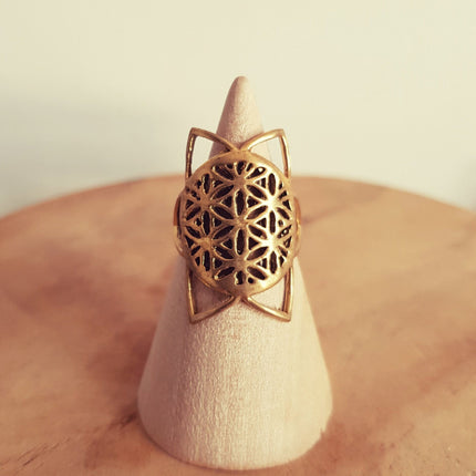 Geometric Star Brass Ring / Boho / Pretty / Ethnic / Rustic / Festival / Tribal / Hippie / Gypsy / Psy / Mandala / Healing /