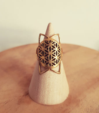 Geometric Star Brass Ring / Boho / Pretty / Ethnic / Rustic / Festival / Tribal / Hippie / Gypsy / Psy / Mandala / Healing /