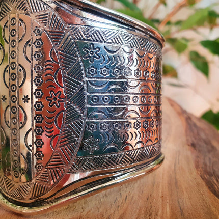 Aztec Silver Cuff Bracelet / Tribal / Inca / Mens / Unisex / Boho / Ethnic / Rustic / Bohemian / Hippie / Gypsy / Jewellery / Adjustable