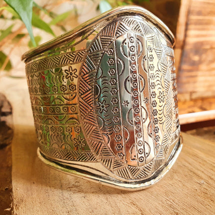 Aztec Silver Cuff Bracelet / Tribal / Inca / Mens / Unisex / Boho / Ethnic / Rustic / Bohemian / Hippie / Gypsy / Jewellery / Adjustable