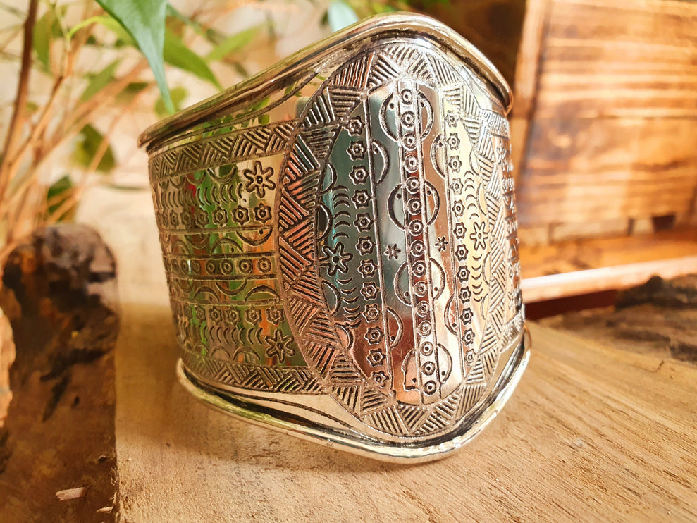 Aztec Silver Cuff Bracelet / Tribal / Inca / Mens / Unisex / Boho / Ethnic / Rustic / Bohemian / Hippie / Gypsy / Jewellery / Adjustable