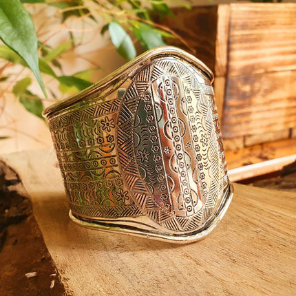 Aztec Silver Cuff Bracelet / Tribal / Inca / Mens / Unisex / Boho / Ethnic / Rustic / Bohemian / Hippie / Gypsy / Jewellery / Adjustable