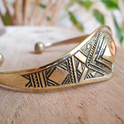 Tuareg Brass Bracelet / Bangle / Cuff / Unisex / Boho / Ethnic / Rustic / Bohemian / Hippie / Gypsy / Geometric /