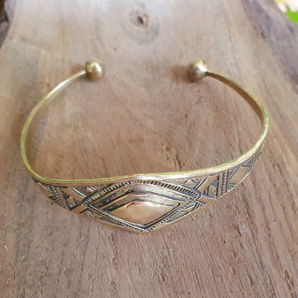 Tuareg Brass Bracelet / Bangle / Cuff / Unisex / Boho / Ethnic / Rustic / Bohemian / Hippie / Gypsy / Geometric /