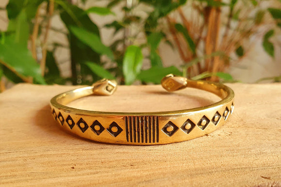 Aztec Brass Bracelet / Tuareg Jewelry / Cuff / Unisex / Boho / Ethnic / Rustic / Bohemian / Hippie / Gypsy / Geometric /