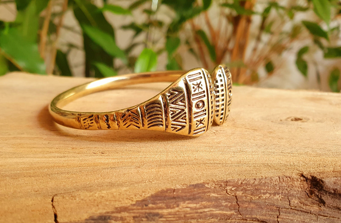 Aztec Brass Bracelet / Bangle / Cuff / Unisex / Boho / Ethnic / Rustic / Bohemian / Hippie / Gypsy / Geometric /