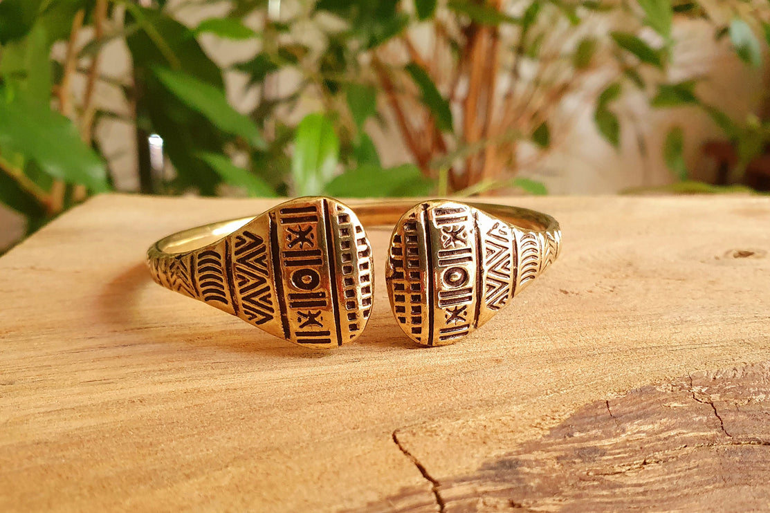 Aztec Brass Bracelet / Bangle / Cuff / Unisex / Boho / Ethnic / Rustic / Bohemian / Hippie / Gypsy / Geometric /