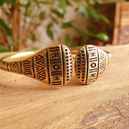 Aztec Brass Bracelet / Bangle / Cuff / Unisex / Boho / Ethnic / Rustic / Bohemian / Hippie / Gypsy / Geometric /