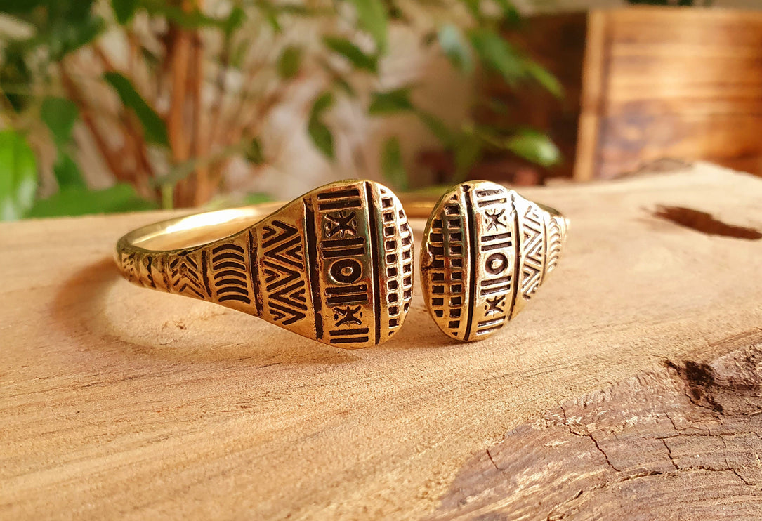 Aztec Brass Bracelet / Bangle / Cuff / Unisex / Boho / Ethnic / Rustic / Bohemian / Hippie / Gypsy / Geometric /