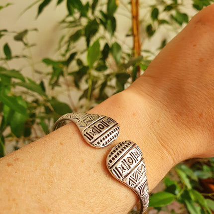 Silver Aztec Bracelet / Bangle / Cuff / Unisex / Boho / Ethnic / Rustic / Bohemian / Hippie / Gypsy / Geometric /