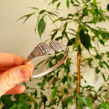 Silver Aztec Bracelet / Bangle / Cuff / Unisex / Boho / Ethnic / Rustic / Bohemian / Hippie / Gypsy / Geometric /