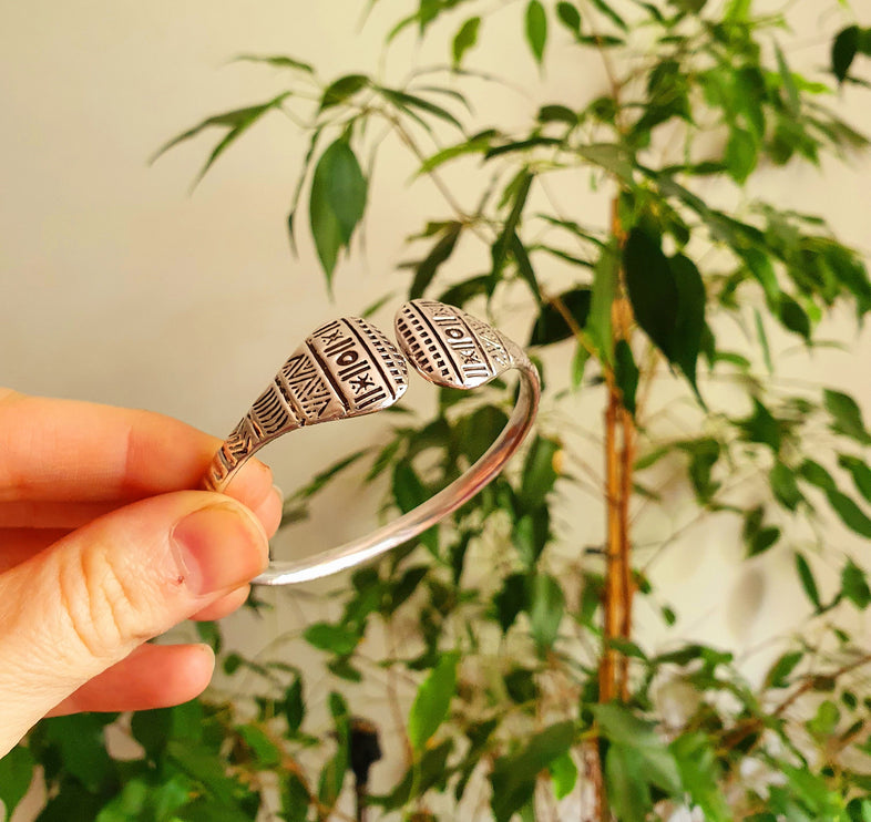 Silver Aztec Bracelet / Bangle / Cuff / Unisex / Boho / Ethnic / Rustic / Bohemian / Hippie / Gypsy / Geometric /