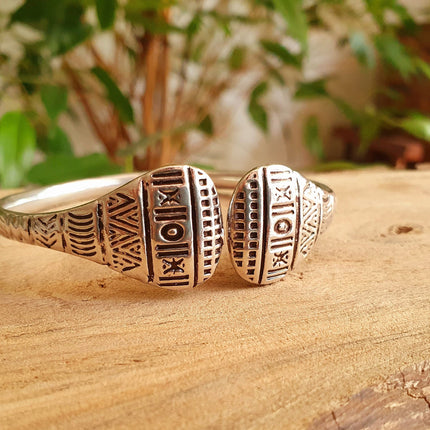 Silver Aztec Bracelet / Bangle / Cuff / Unisex / Boho / Ethnic / Rustic / Bohemian / Hippie / Gypsy / Geometric /