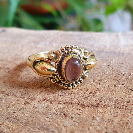 Ethnic style Brass & Amethyst Ring / Moon / Boho / Bohemian / Psy / Rustic / Tribal / Gypsy / Festival / Healing / Festival