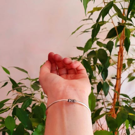 Bali Boho Silver Bracelet / Labradorite / Bangle / Ethnic / Rustic / Bohemian / Hippie / Gypsy / Psy / Adjustable