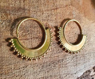 Gypsy Brass Hoop Earrings; Ethnic, Geometric, Rustic, Yoga, Hippie, Gypsy, Pretty, Psy, Boho, Bohemian, Festival