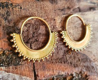 Gypsy Brass Hoop Earrings; Ethnic, Geometric, Rustic, Yoga, Hippie, Gypsy, Pretty, Psy, Boho, Bohemian, Festival