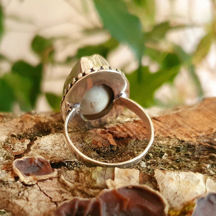 Cowrie Shell Silver Ring / Bohemian / Unisex / Mens Rings / Ethnic / Psy / Rustic / Tribal / Gypsy / Festival / Healing / Festival