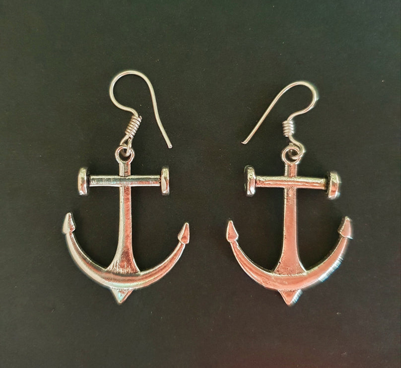 Anchor Earrings / Silver / Sailor / Sea / Ocean / Boat / Nautical / Travel / Voyage / Marine /