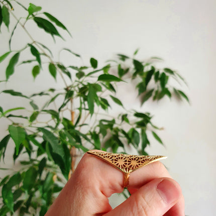 Brass Geometric Diamond Shape Ring / Mens / Unisex / Large /Boho / Ethnic / Rustic / Tribal / Gypsy / Festival / Triangle