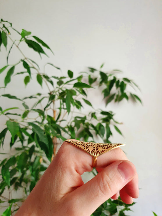 Brass Geometric Diamond Shape Ring / Mens / Unisex / Large /Boho / Ethnic / Rustic / Tribal / Gypsy / Festival / Triangle