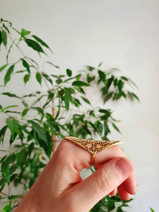Large Brass Geometric Diamond Shape Ring / Mens / Unisex / Large /Boho / Ethnic / Rustic / Tribal / Gypsy / Festival / Triangle
