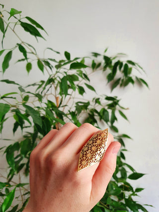 Large Brass Geometric Diamond Shape Ring / Mens / Unisex / Large /Boho / Ethnic / Rustic / Tribal / Gypsy / Festival / Triangle