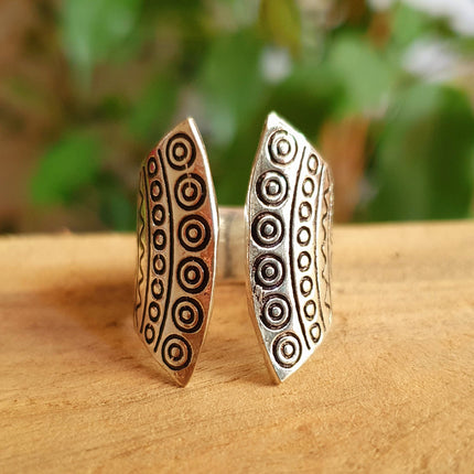 Aztec Silver Ring / Unisex / Mens / Inca / Geometric / Boho / Ethnic / Rustic / Festival / Bohemian / Hippie / Gypsy / Psy