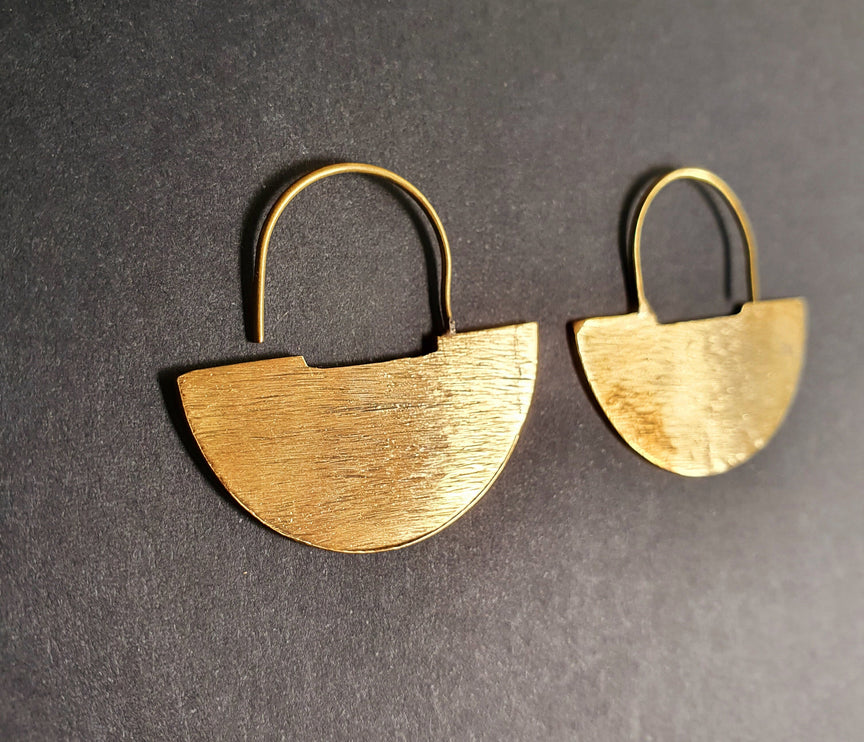 Contemporary Brass Minimalist Earrings / Geometric Chic Ethnic Boho Classic Bohemian Chic Gypsy Spiral Hippie Festival Tribal style