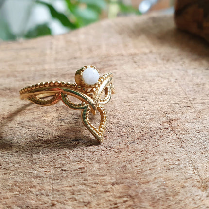 Ethnic style Brass & Moonstone / Moon / Boho / Bohemian / Psy / Rustic / Tribal / Gypsy / Festival / Healing / Festival