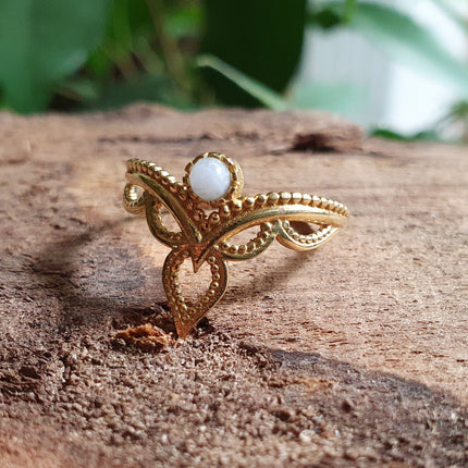 Ethnic style Brass & Moonstone / Moon / Boho / Bohemian / Psy / Rustic / Tribal / Gypsy / Festival / Healing / Festival