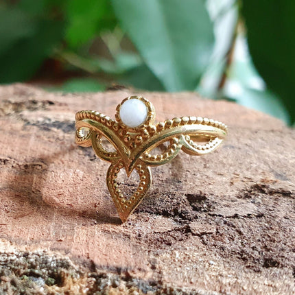 Ethnic style Brass & Moonstone / Moon / Boho / Bohemian / Psy / Rustic / Tribal / Gypsy / Festival / Healing / Festival