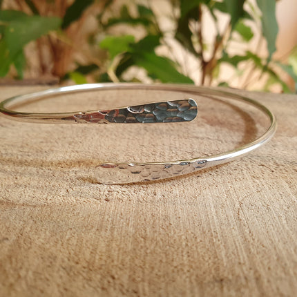 Hammered Silver Arm Bracelet / Boho / Tribal / Spiral / Bangle/ Ethnic / Rustic / Bohemian / Hippie / Body jewellery / Psy / Adjustable