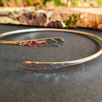 Hammered Silver Arm Bracelet / Boho / Tribal / Spiral / Bangle/ Ethnic / Rustic / Bohemian / Hippie / Body jewellery / Psy / Adjustable