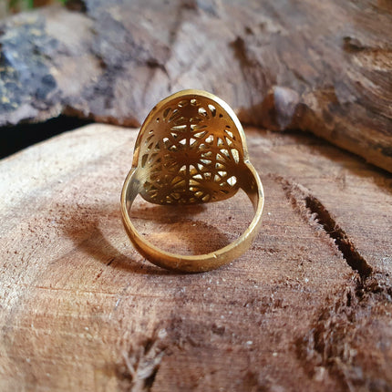 Gold Boho Ring Geometric Stars Mandala Brass / Boho / Ethnic / Rustic / Festival / Tribal / Hippie / Gypsy / Psy / Thumb / Psy