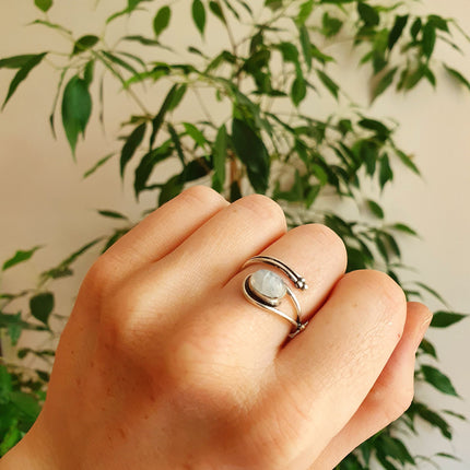 Ethnic style Silver & Tiger Eye Ring / Adjustable / Boho / Bohemian / Psy / Rustic / Tribal / Gypsy / Festival / Healing / Festival