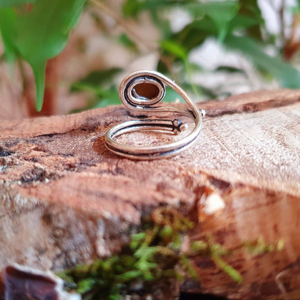 Ethnic style Silver & Tiger Eye Ring / Adjustable / Boho / Bohemian / Psy / Rustic / Tribal / Gypsy / Festival / Healing / Festival