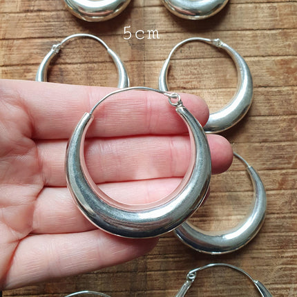 Chunky Silver Hoops; Thick Hoop Earrings Ethnic / Boho / Vintage Unisex / Mens / Rustic / Psy / Gypsy / Spiral / Hippie / Tribal