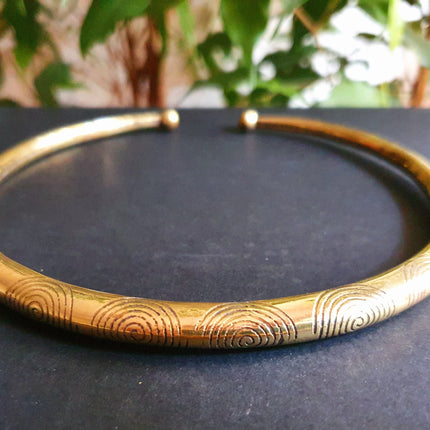 Ethnic Choker Brass Necklace / Rustic / Gypsy / Lightweight / Boho / Tribal / Hippie / Rustic / Vegan / Aztec