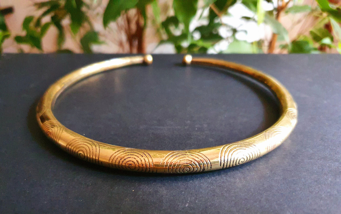 Ethnic Choker Brass Necklace / Rustic / Gypsy / Lightweight / Boho / Tribal / Hippie / Rustic / Vegan / Aztec