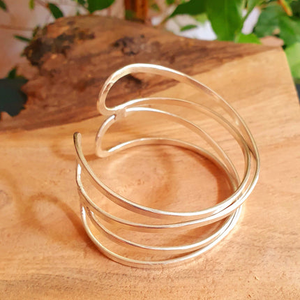 Cuff Silver Bracelet / Swirl style / Bangle / Boho / Ethnic / Rustic / Bohemian / Hippie / Gypsy / Jewellery /