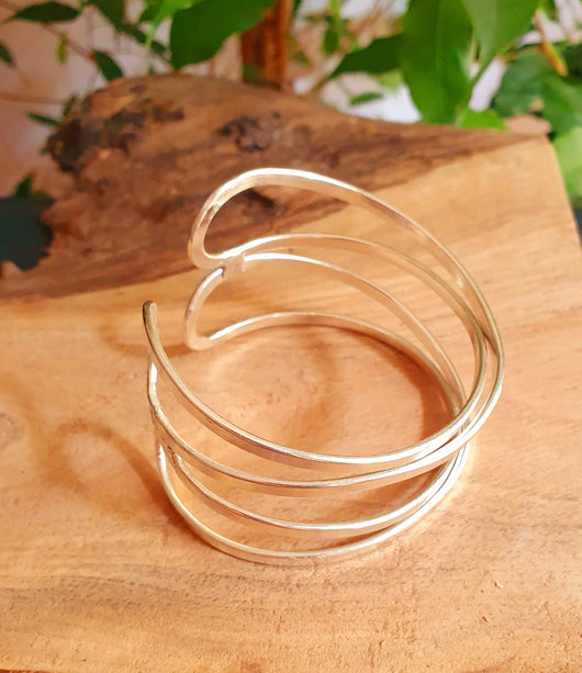 Cuff Silver Bracelet / Swirl style / Bangle / Boho / Ethnic / Rustic / Bohemian / Hippie / Gypsy / Jewellery /