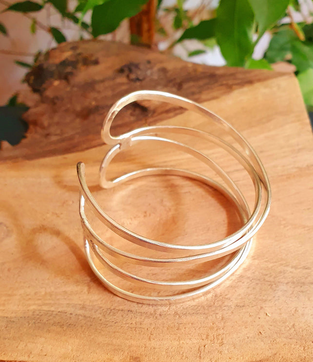 Cuff Silver Bracelet / Swirl style / Bangle / Boho / Ethnic / Rustic / Bohemian / Hippie / Gypsy / Jewellery /